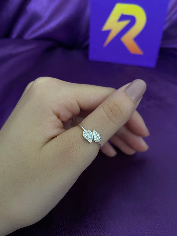 Anel Prata 925 Folhas com Zircônias