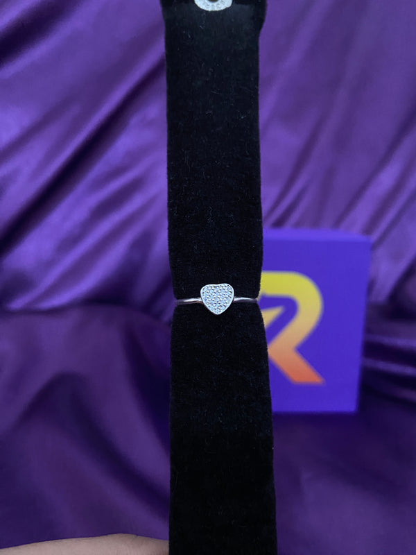 Anel Coração Pavê em Prata 925