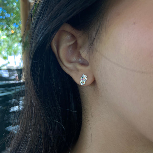 Brinco Borboleta em Prata 925 com Zircônias Coloridas