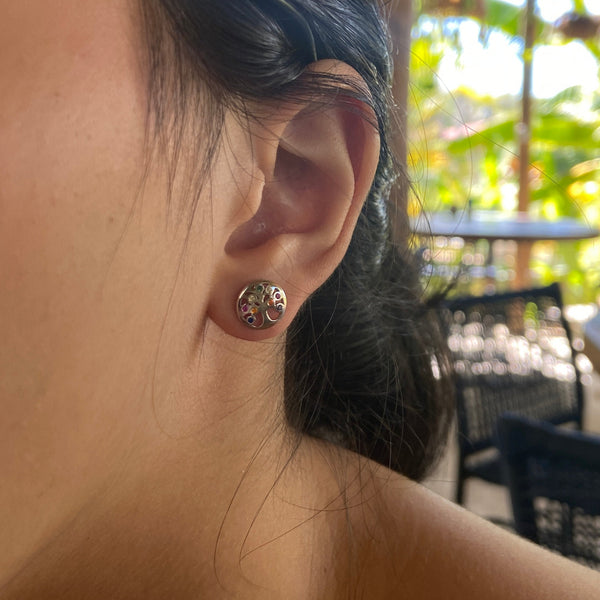 Brinco Árvore da Vida em Prata 925 com Zircônias Coloridas