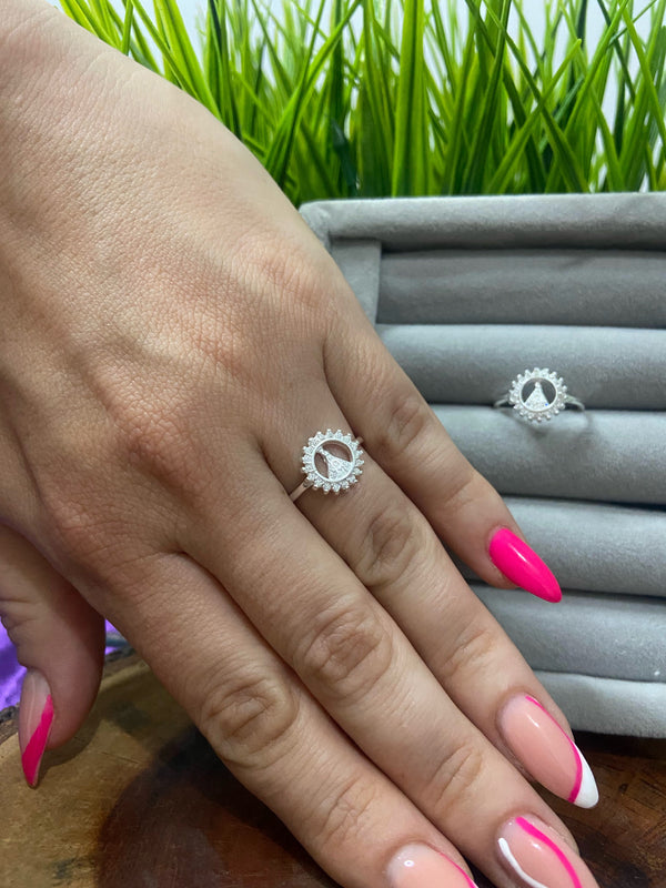 Anel Prata 925 com Santa e Zircônias