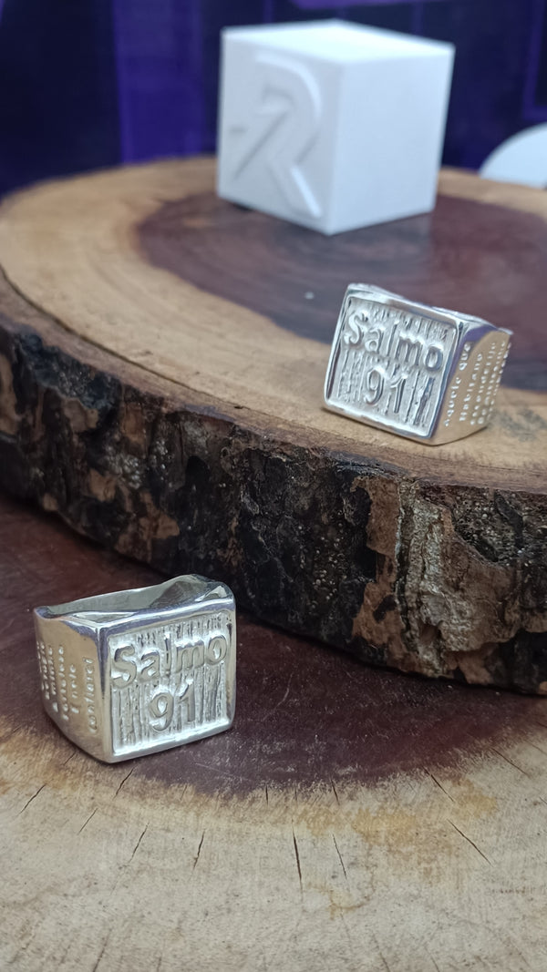 Anel Salmo 91 em Prata 925 – Proteção e Estilo